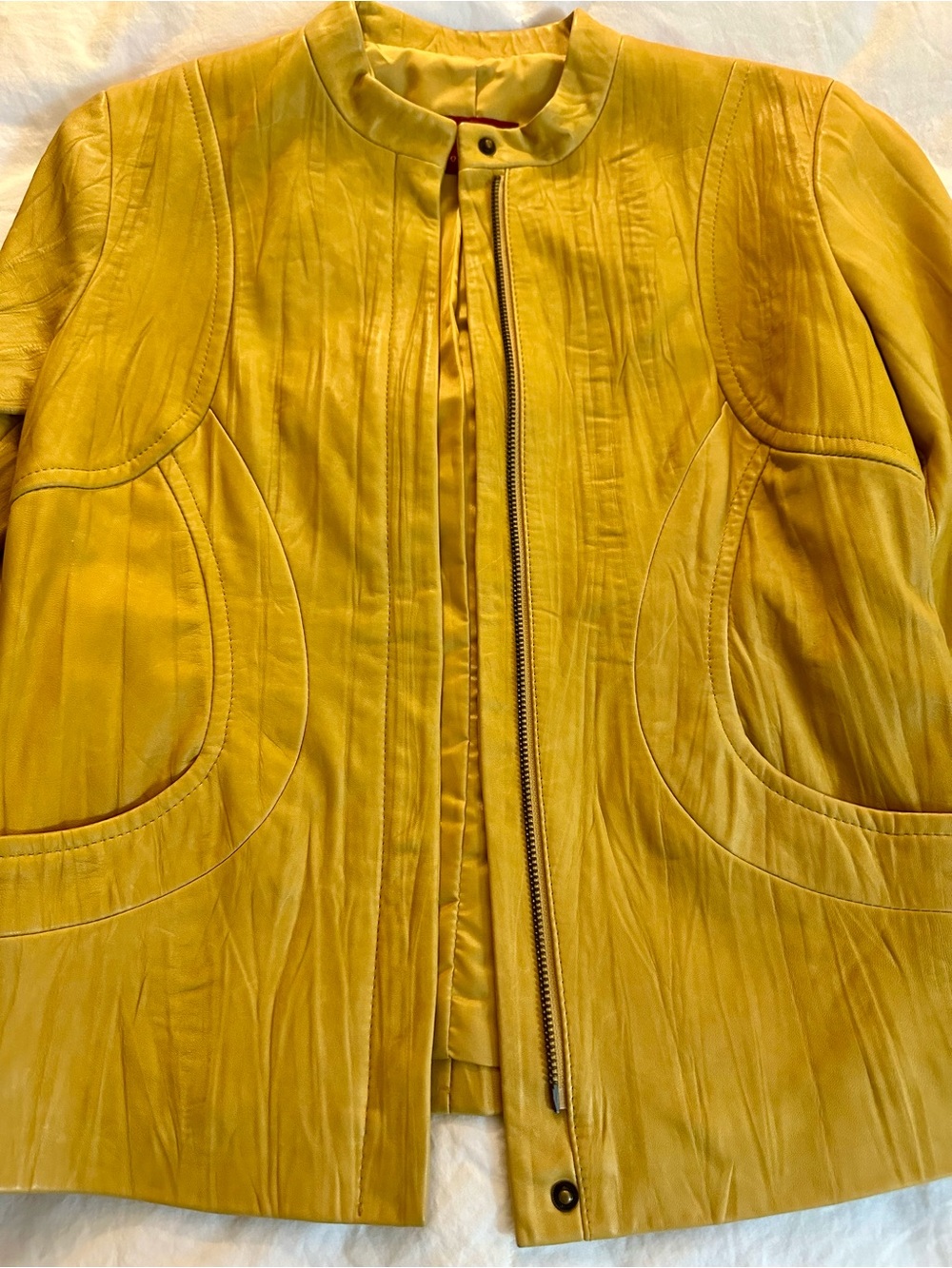 Cole Haan Golden Mustard Leather Jacket